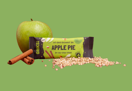 Zaļo griķu cepums ar ĀBOLIEM un kanēli